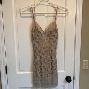 Jovani Gold Fringe Dress
